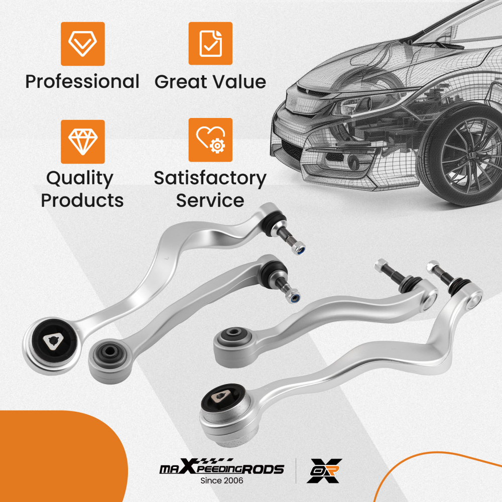 4X BRACCI DI CONTROLLO DELLA SOSPENSIONE ANTERIORE INFERIORE compatibile per BMW 5ER E60 E61