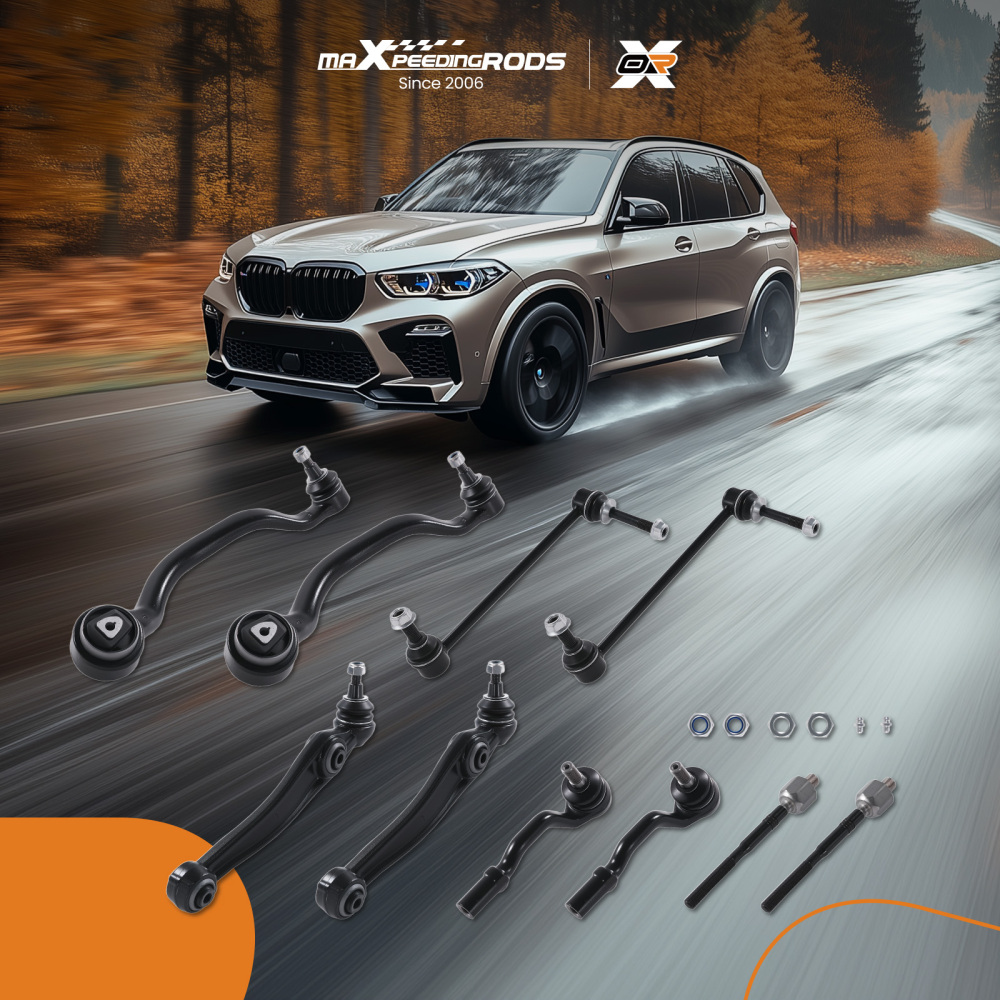 8x Front Bottom Suspension Wishbone Track Control Arms compatible for BMW X5 X6 E70 E71 E72