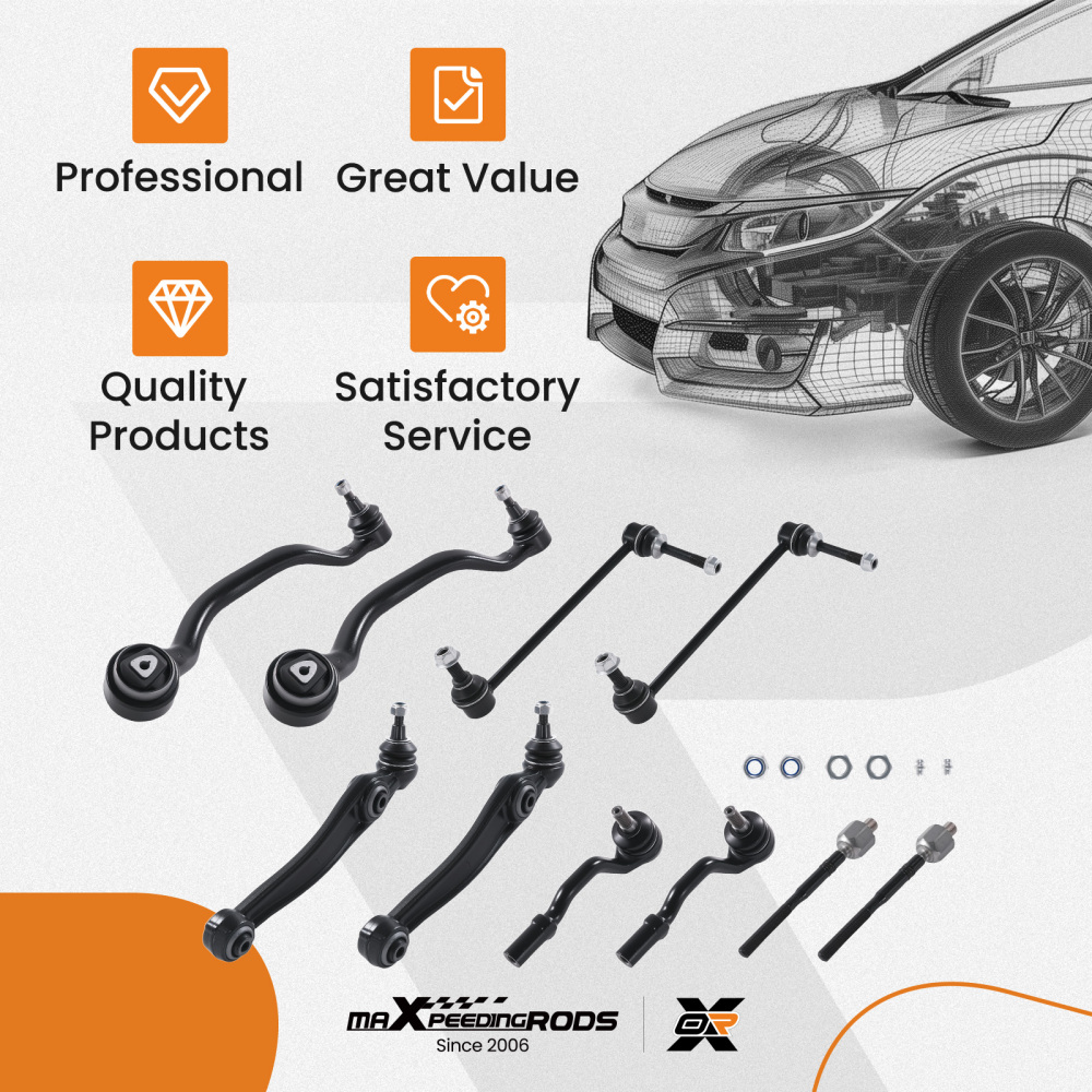 8x Front Bottom Suspension Wishbone Track Control Arms compatible for BMW X5 X6 E70 E71 E72