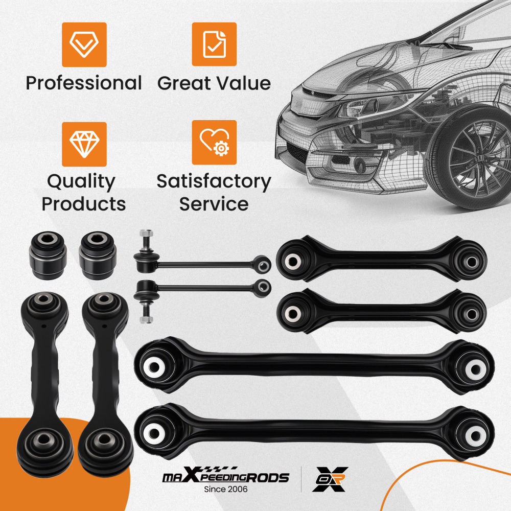 10pcs Rear Wishbone Suspension Control Arm Set compatible for BMW 1 Series E81 E87 E82 E88