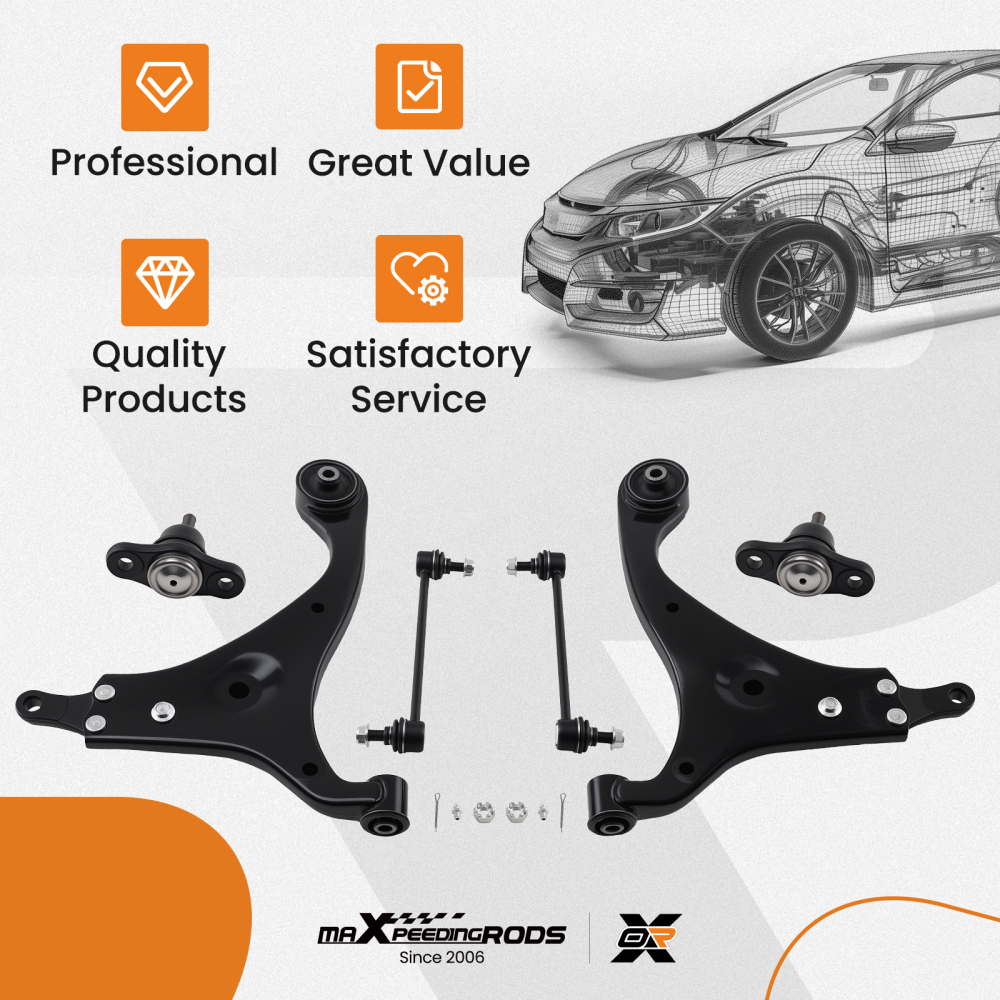 Front Lower Control Arm w/Ball Joint Sway Bar Link compatible for Hyundai Elantra 2009-2012