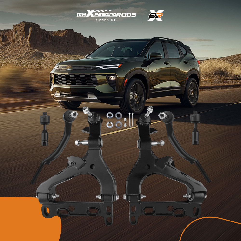 6x Front Lower Control Arms Tie Rods for 2004-2007 compatible for Chevy Trailblazer compatible for GMC Envoy