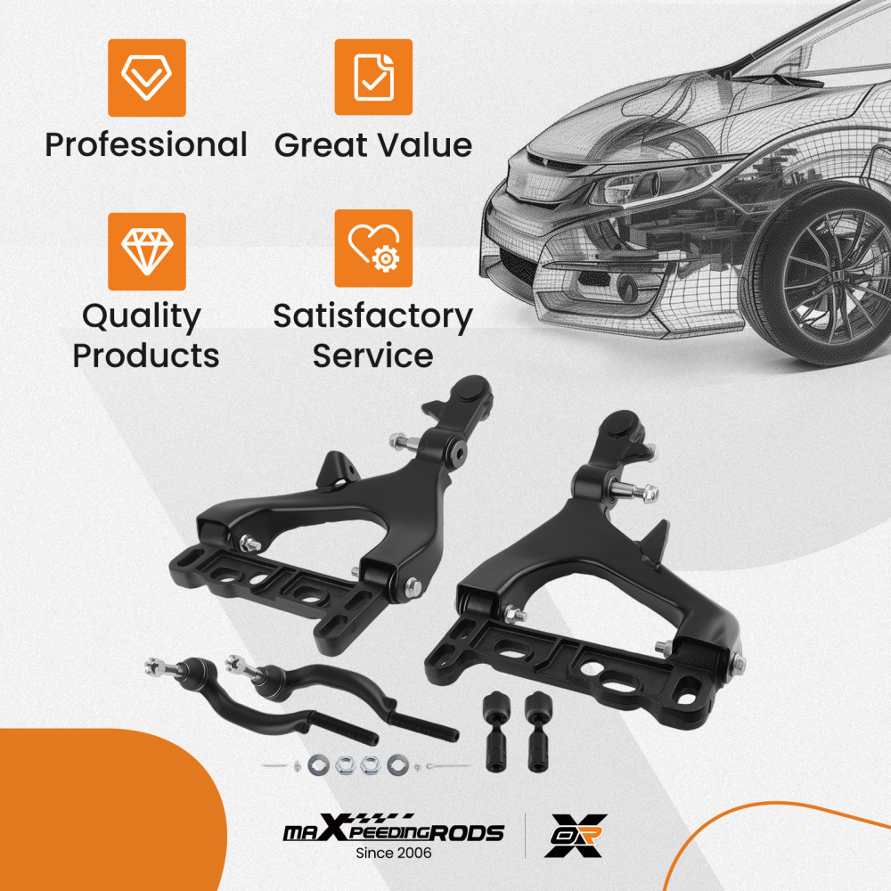 6x Front Lower Control Arms Tie Rods for 2004-2007 compatible for Chevy Trailblazer compatible for GMC Envoy