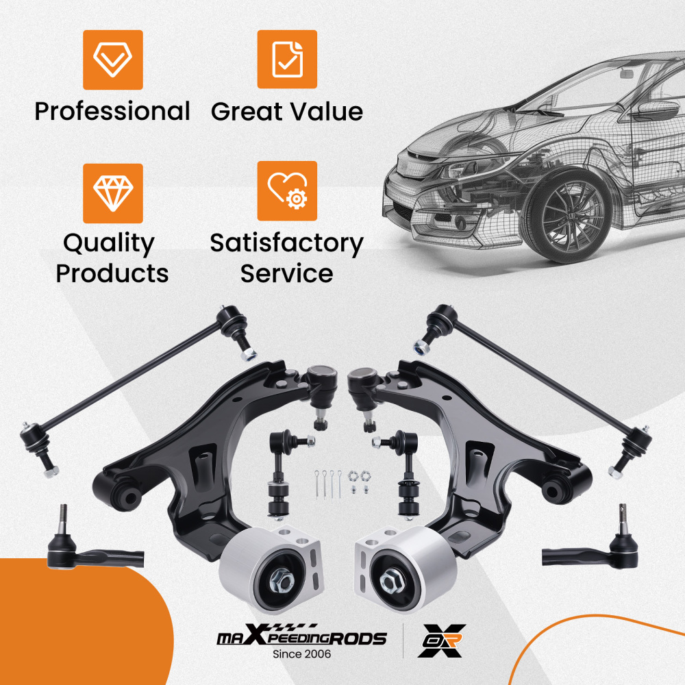 8pcs Front Lower Control Arms Sway Bar Tie Rods for 2002-2007 compatible for Saturn Vue compatible for Equinox