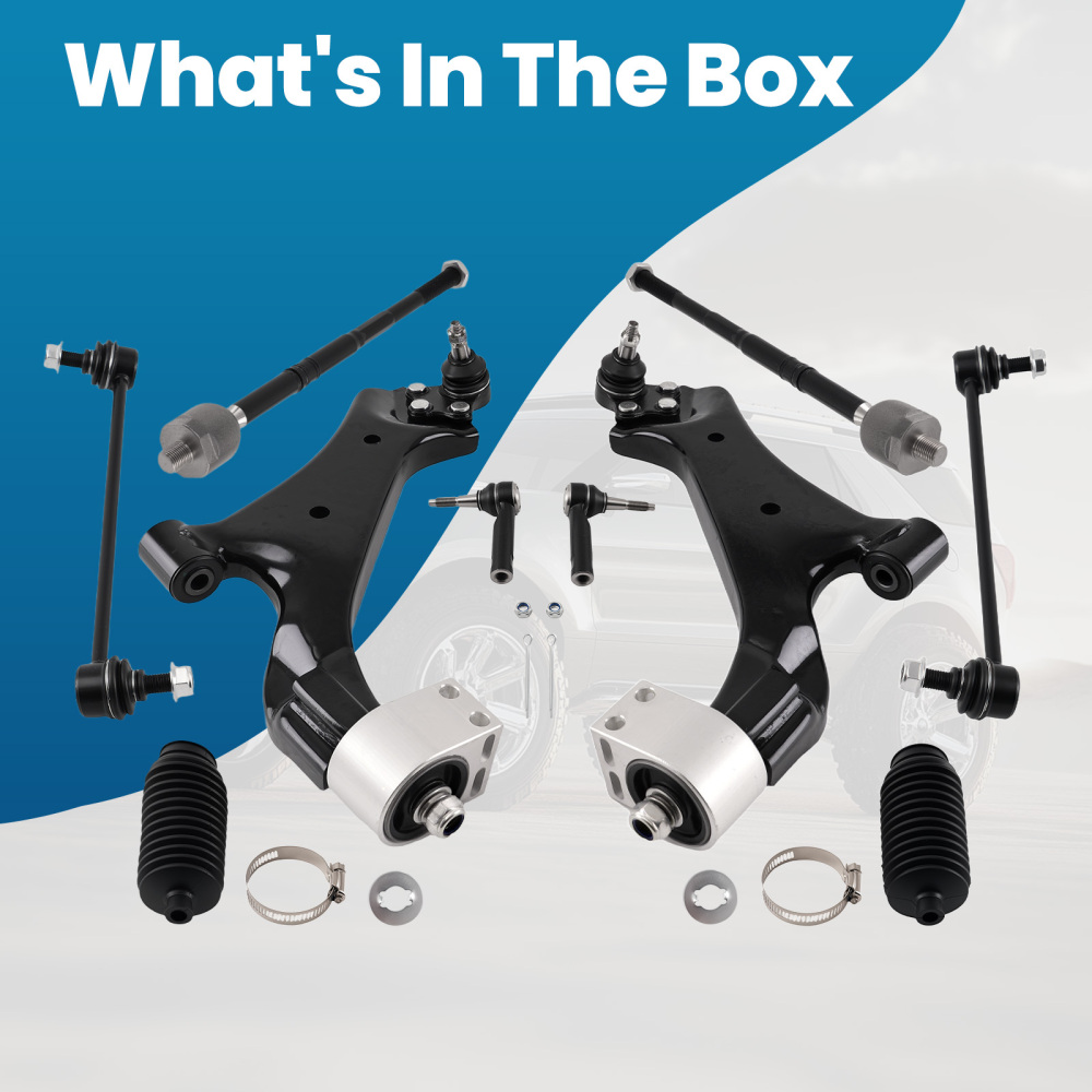 10x Front Lower Control Arms Sway Bar Tie Rods compatible for Chevy Equinox 2010-2017 2.4L