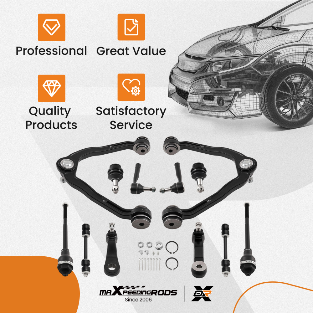 12x Front Upper Control Arms Lower Ball Joint Kit for 1999-2006 compatible for Silverado 1500