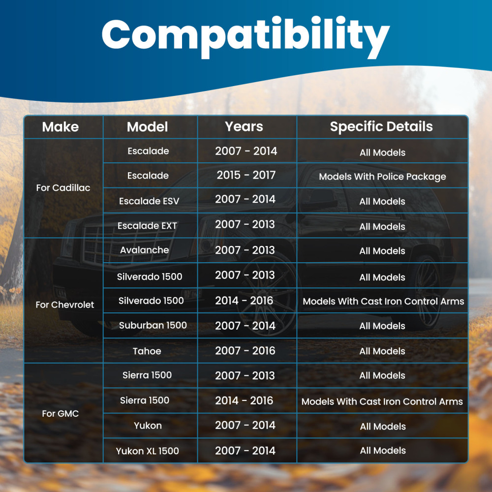 Front Upper Control Arms w/Ball Joints compatible for Chevy Silverado GMC Sierra 1500 compatible for Yukon