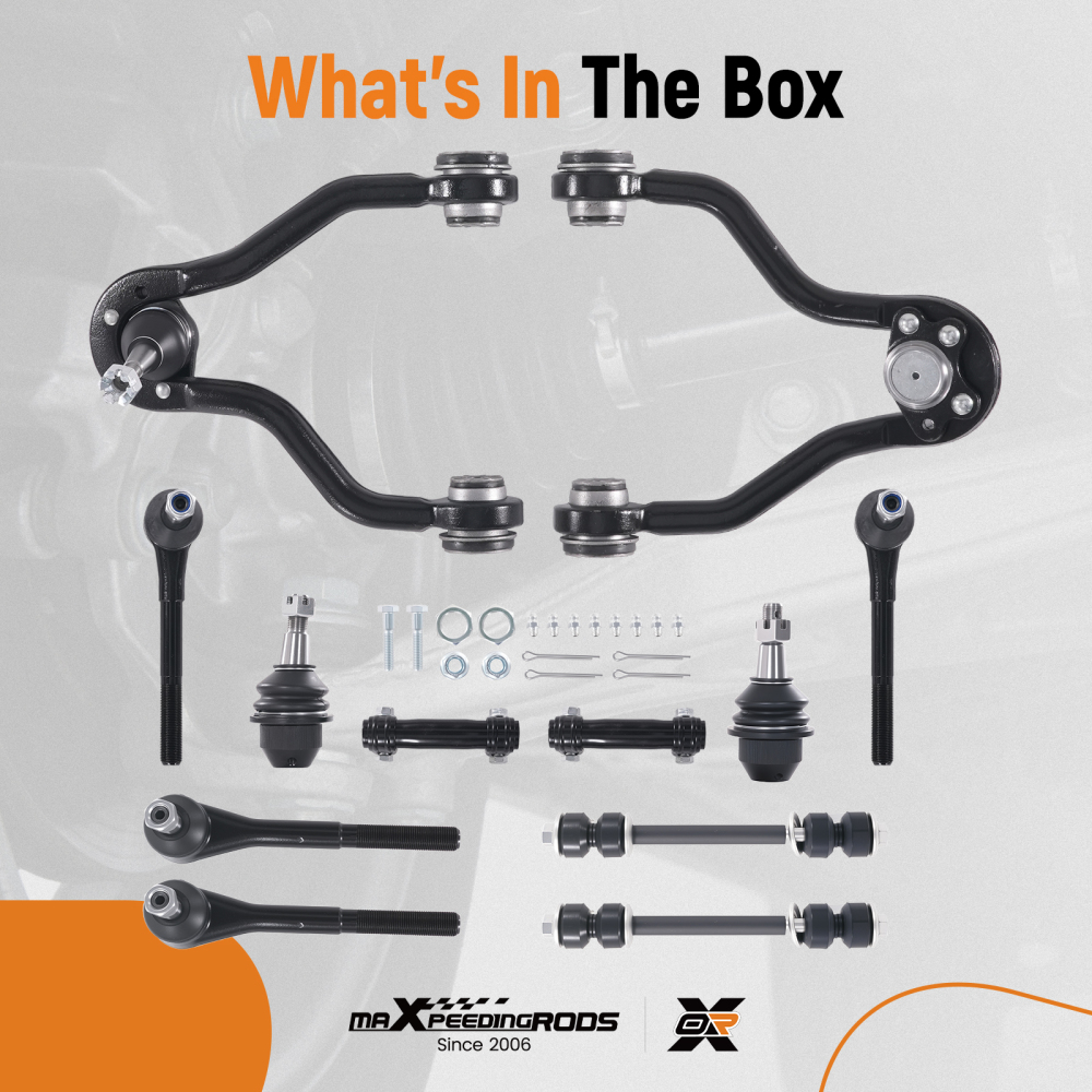 12x Front Upper Control Arms Tie Rods Kit for 1995-1999 compatible for Chevy K1500 K2500