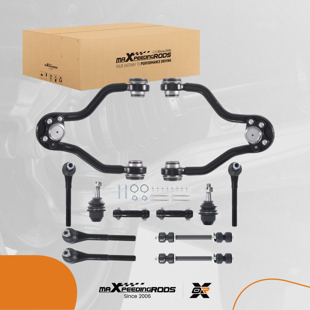 12x Front Upper Control Arms Tie Rods Kit for 1995-1999 compatible for Chevy K1500 K2500