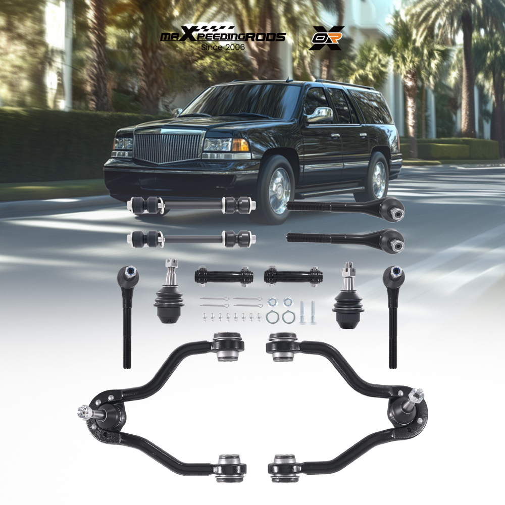 12x Front Upper Control Arms Tie Rods Kit for 1995-1999 compatible for Chevy K1500 K2500