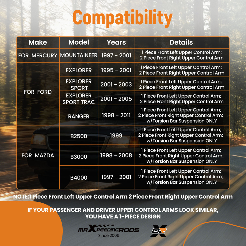 Front Upper Control Arm Kit w/ Ball Joint compatible for Ford Explorer Sport Trac 2001-2005