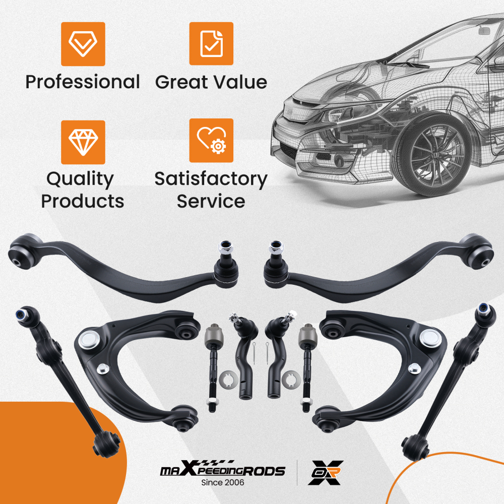 10PC Front Upper Lower Control Arm Tie Rod compatible for Ford Fusion compatible for Lincoln MKZ 2007-2012