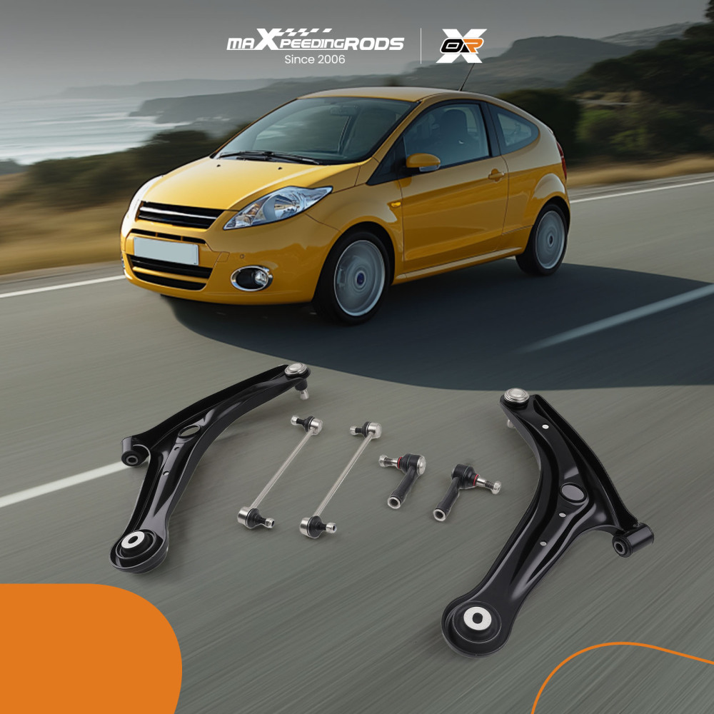 6X FRONT CONTROL ARM WISHBONE LINK BARS TRACK ROD ENDS compatible for FORD FIESTA 2008-2017