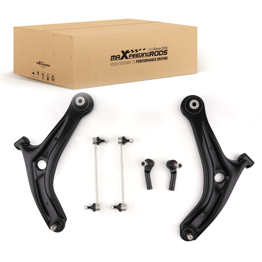 6X FRONT CONTROL ARM WISHBONE LINK BARS TRACK ROD ENDS compatible for FORD FIESTA 2008-2017