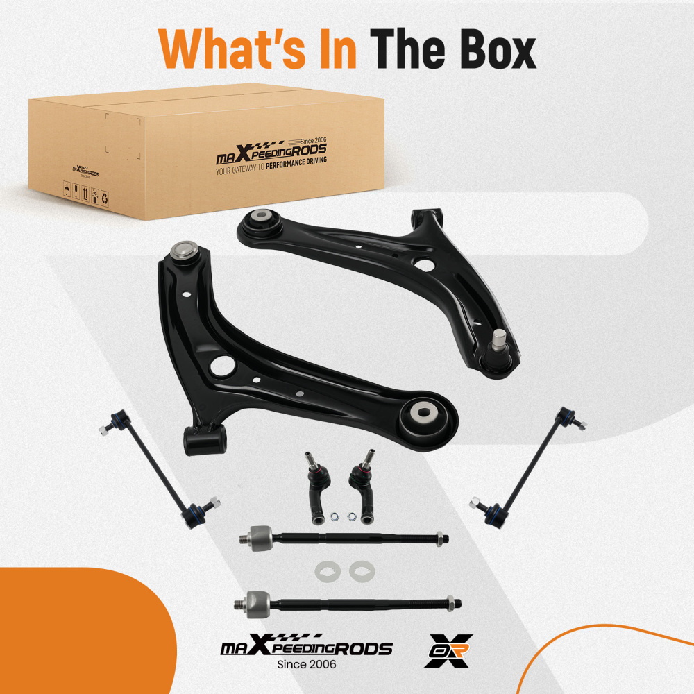 8x Front Lower Control ArmBall Joint +Sway Bar Link compatible for Ford Fiesta 2011-2019