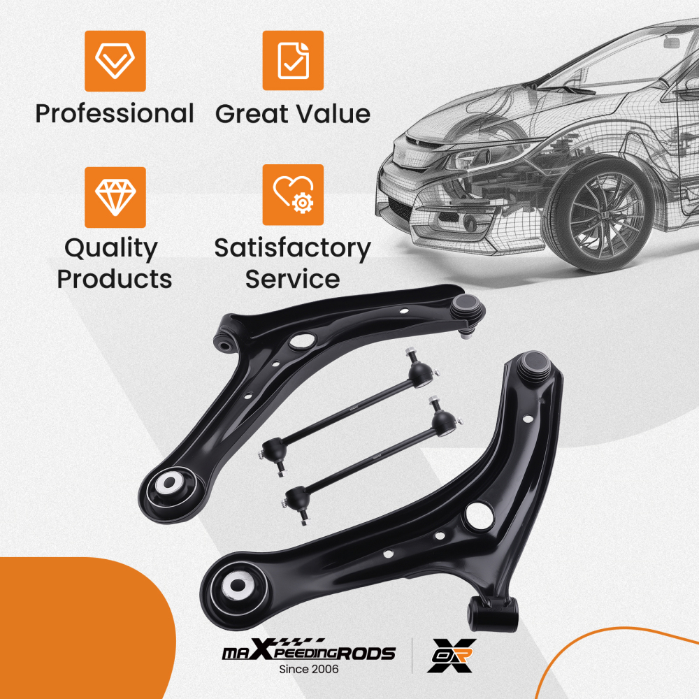 Compatible for Ford Fiesta 2x Lh Rh Front Lower Suspension Control Wishbone Arm Left Right suspension arms