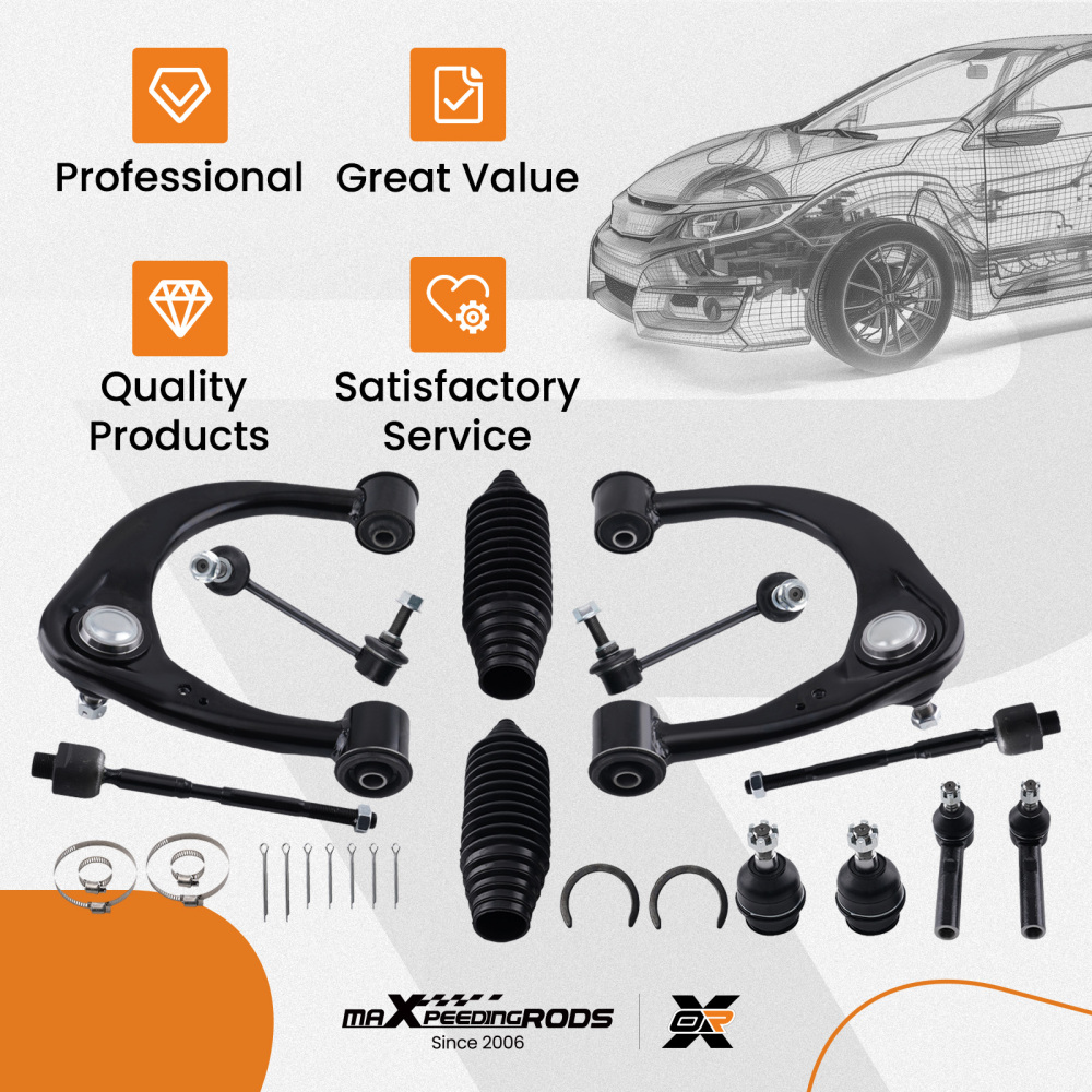 12Pc Front Upper Control Arm Suspension Kit compatible for Toyota 4Runner Lexus GX470 03-09