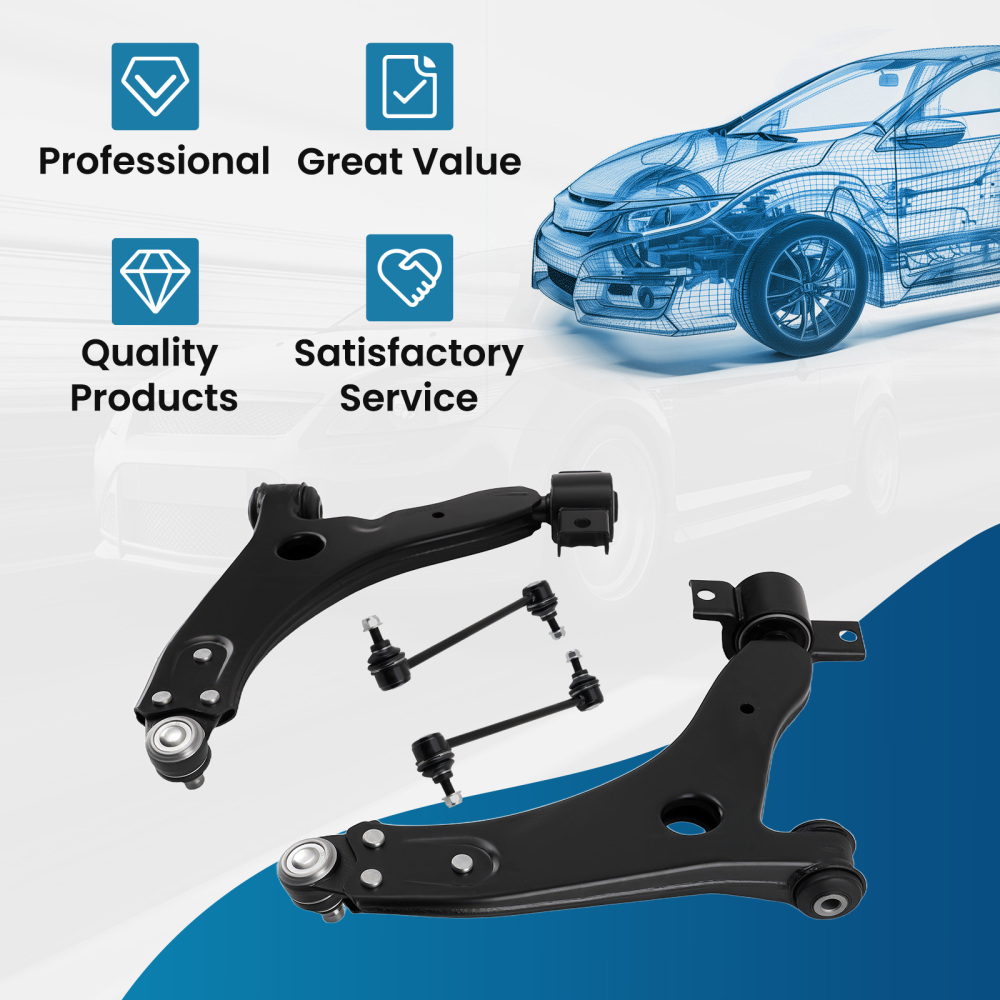 Front Lower Control Arms Ball Joints Sway Bars compatible for Ford Focus 2004-2011