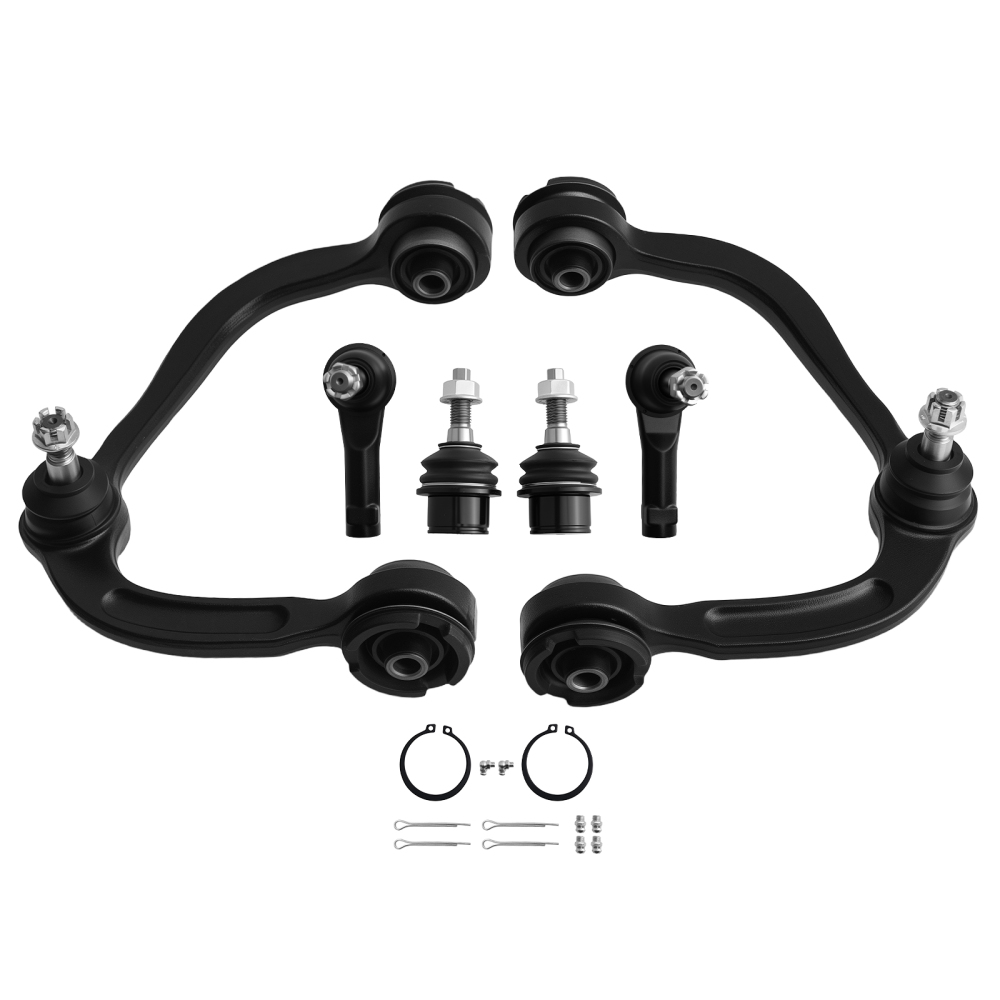 8x Front Upper Lower Control Arm w/ Ball Joint Tie Rod for F-150 compatible for Lincoln Mark LT