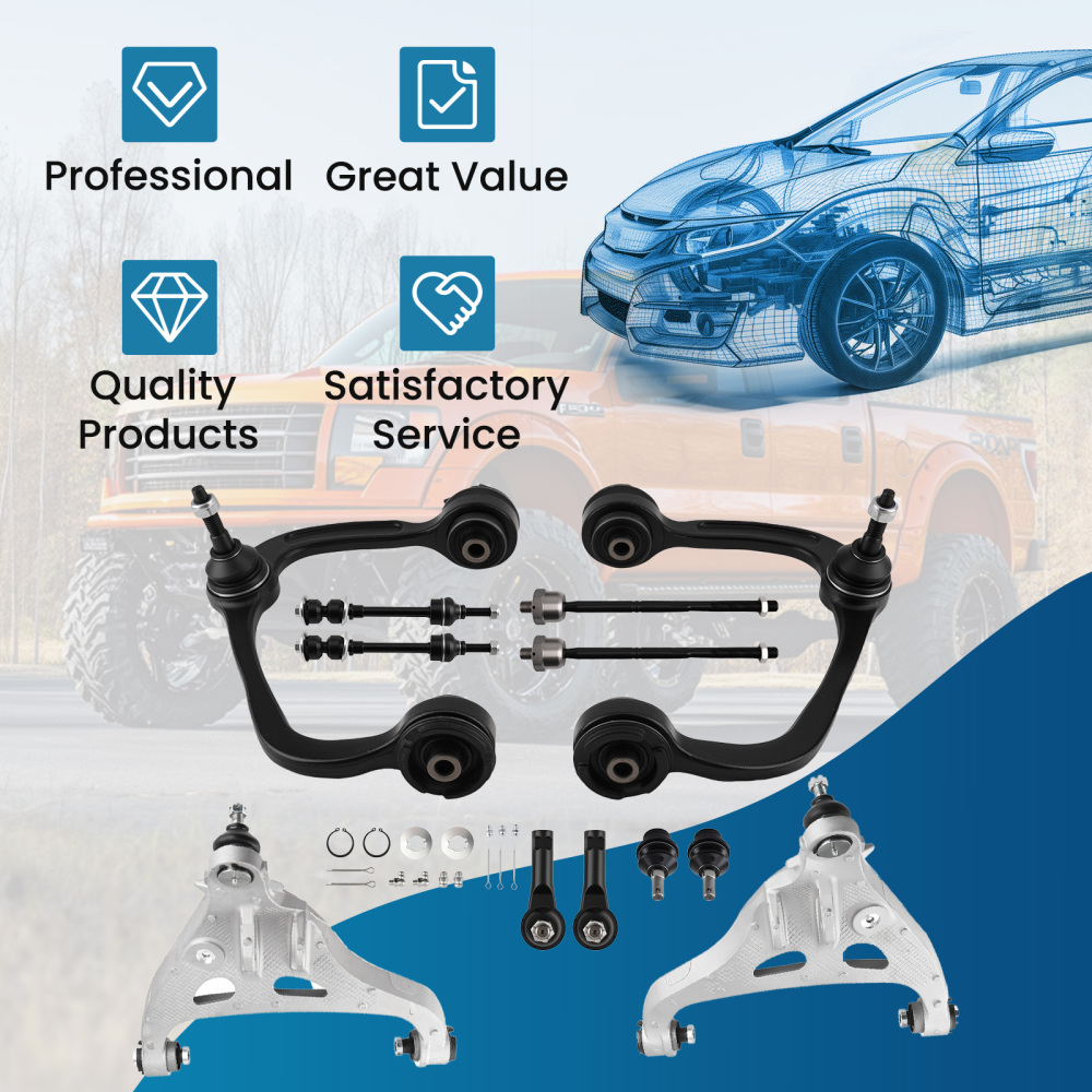 10x Front LowerUpper Control Arms Suspenion Kit compatible for Ford F-150 Mark TL 05-08