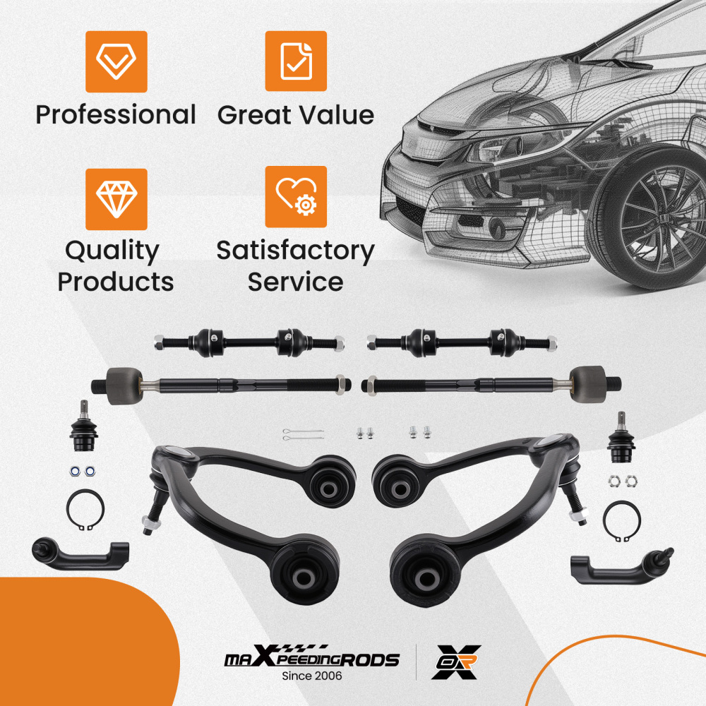 12x Front UpperLower Control Arm +Ball Joint Kit compatible for Ford F-150 2009-2013