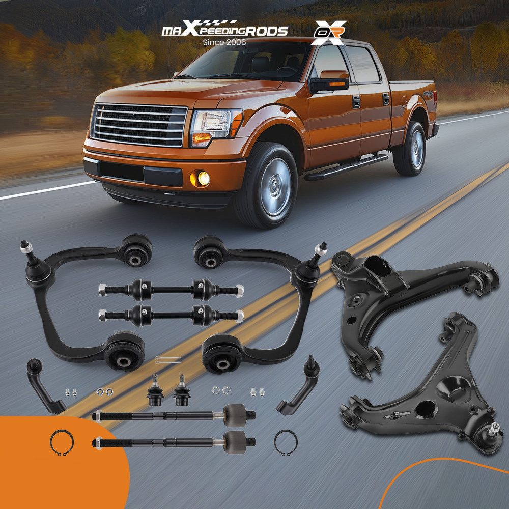 12x Front UpperLower Control Arm +Ball Joint Kit compatible for Ford F-150 2009-2013