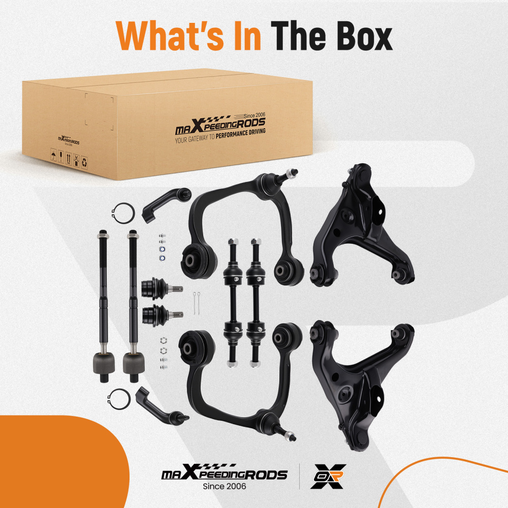 12x Front UpperLower Control Arm +Ball Joint Kit compatible for Ford F-150 2009-2013