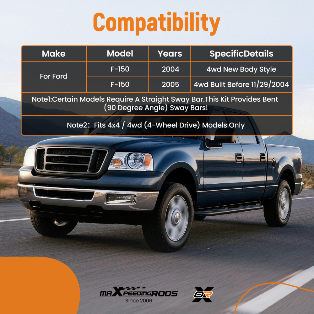 8pc Front Upper Control Arm Lower Ball Joint compatible for Ford F-150 2004-2005 4WD K80306