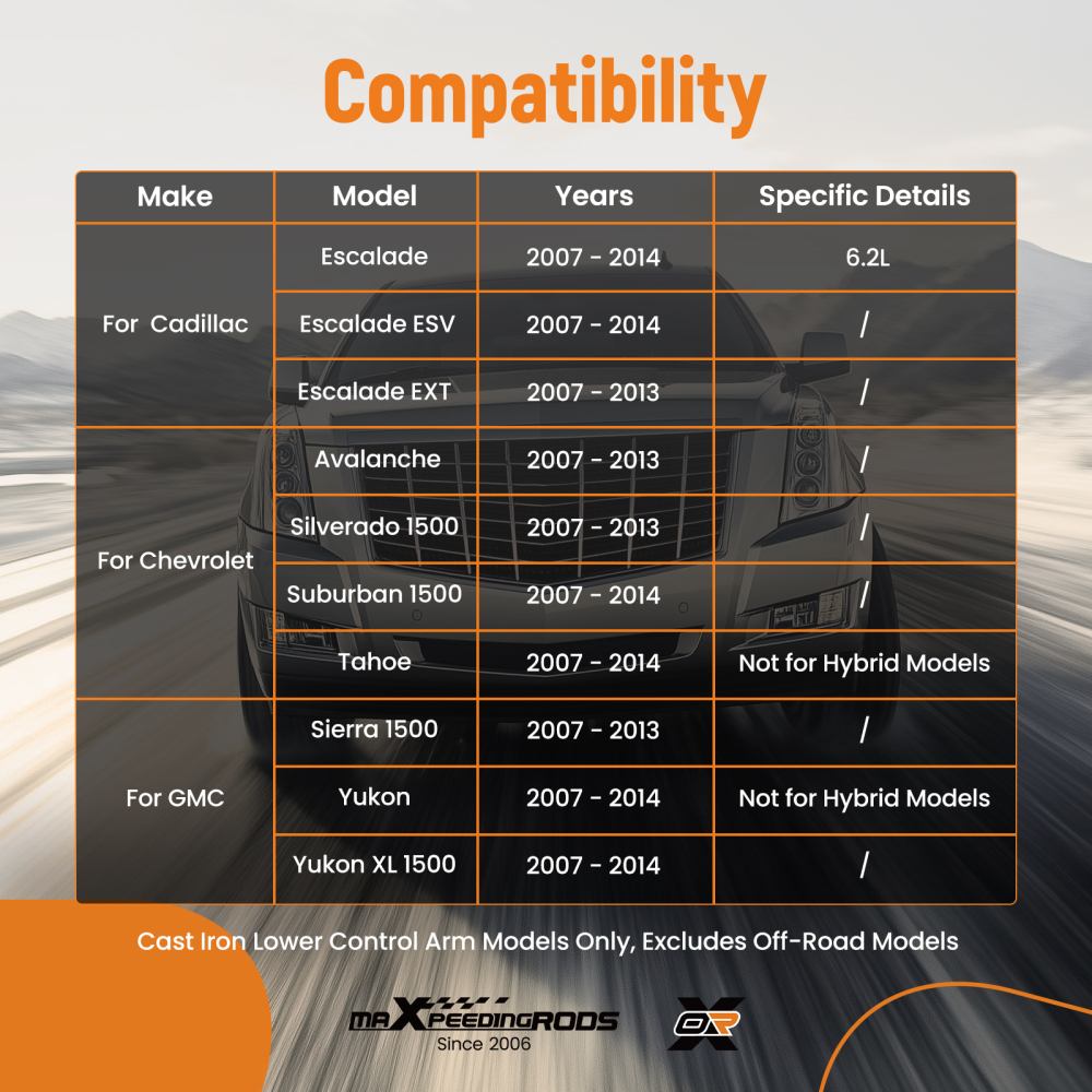 8x Front UpperLower Control Arms compatible for Chevrolet Silverado 2007 2008 2009 - 2013