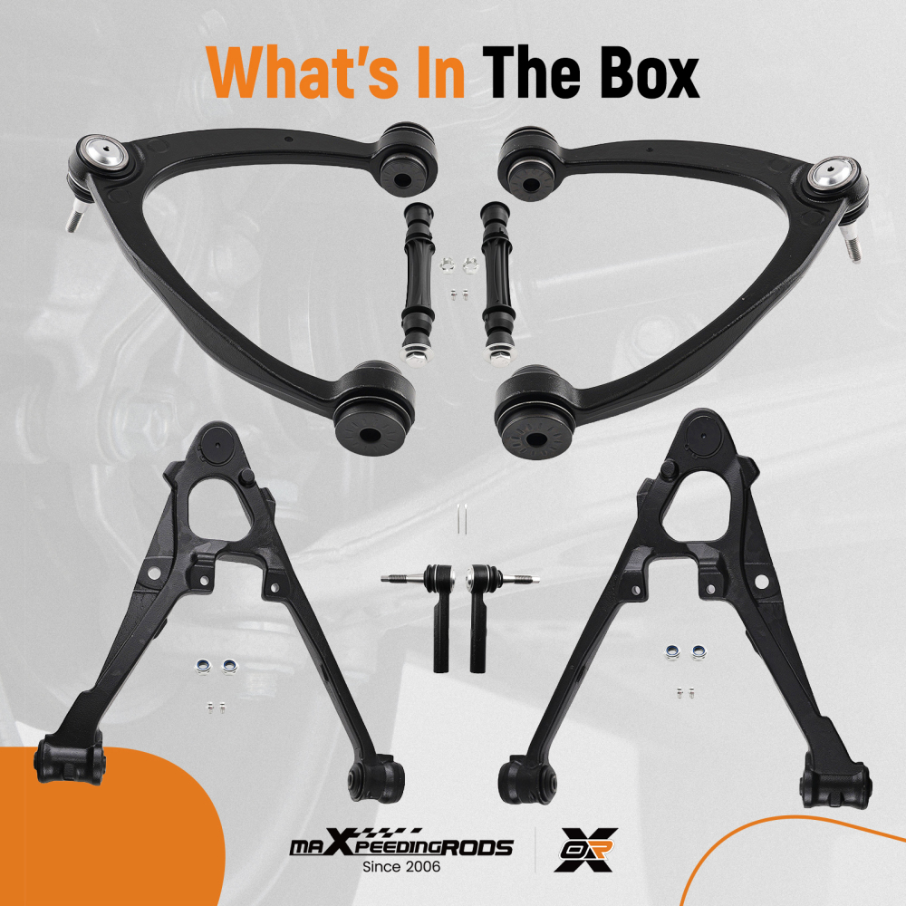 8x Front UpperLower Control Arms compatible for Chevrolet Silverado 2007 2008 2009 - 2013