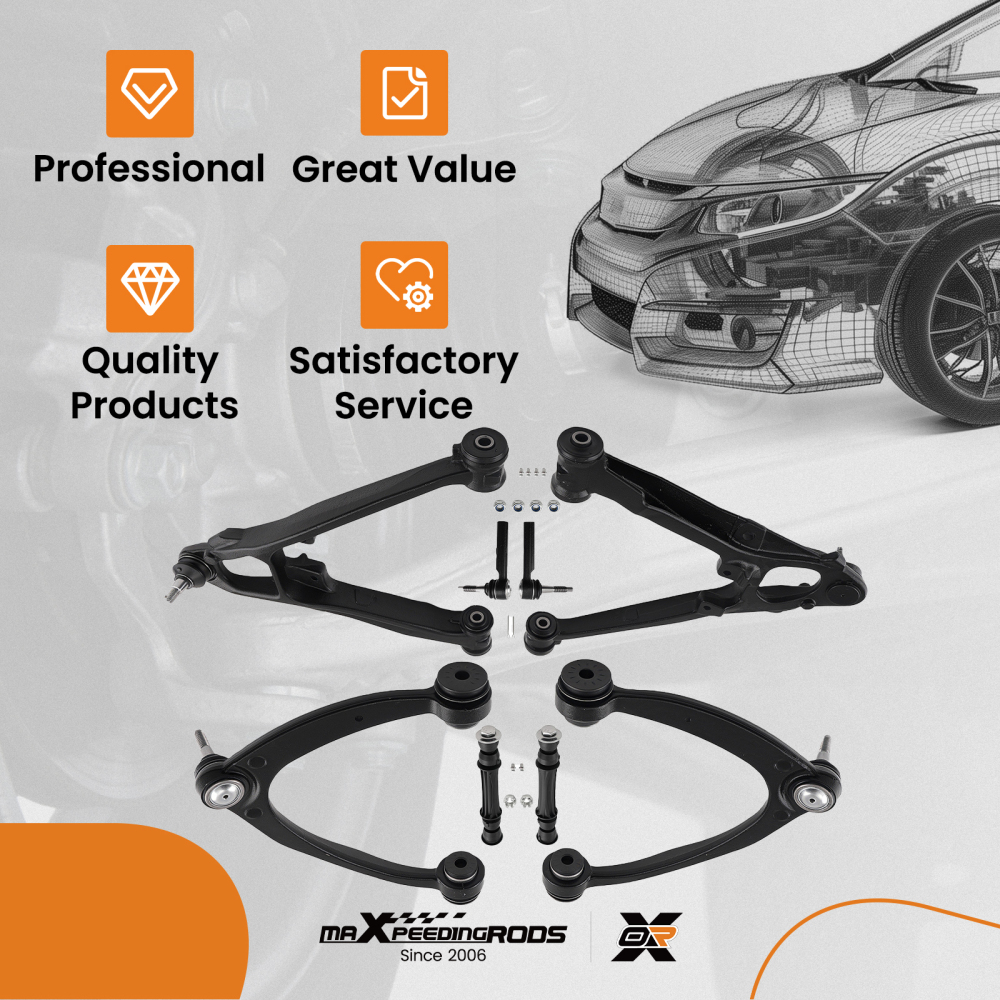8x Front UpperLower Control Arms compatible for Chevrolet Silverado 2007 2008 2009 - 2013