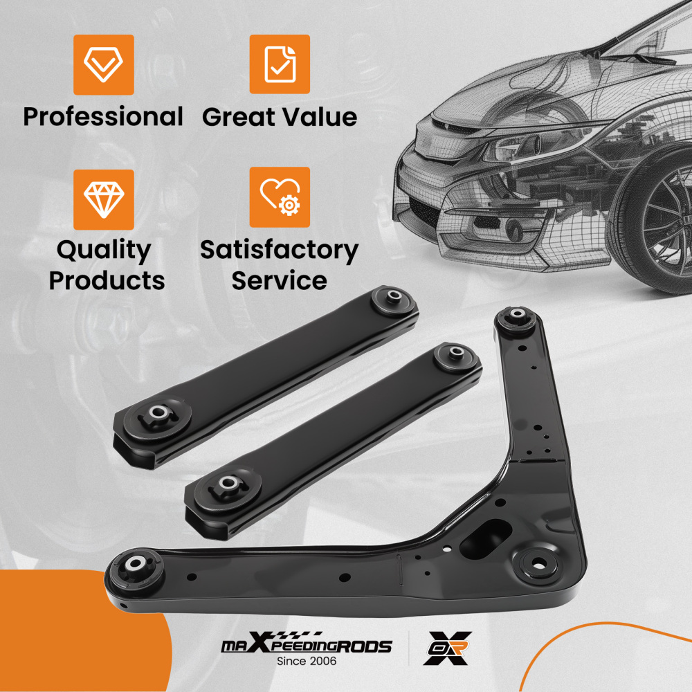 3x Rear Upper Lower Control Arms Suspension Kit For 1999 -04 compatible for Jeep Grand Cherokee
