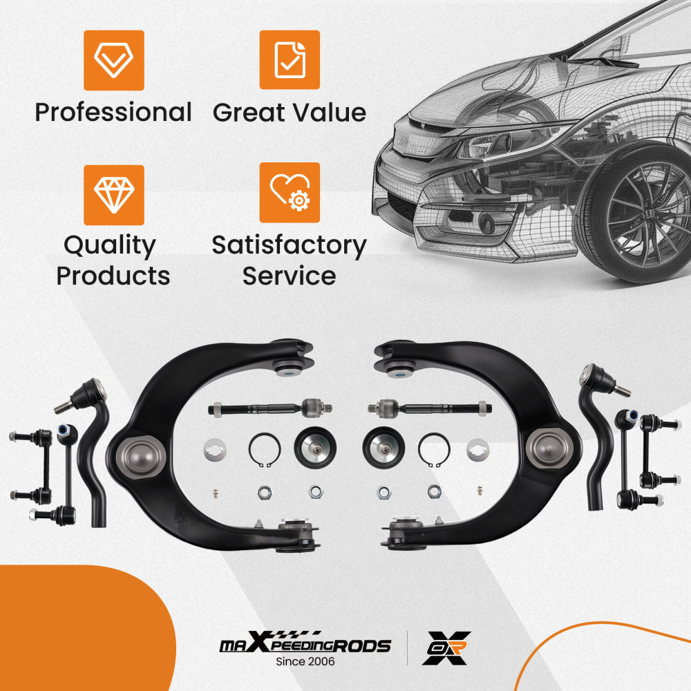 12x Front Upper Control Arm Kit for 2011-2015 compatible for Dodge Durango compatible for Jeep Grand Cherokee