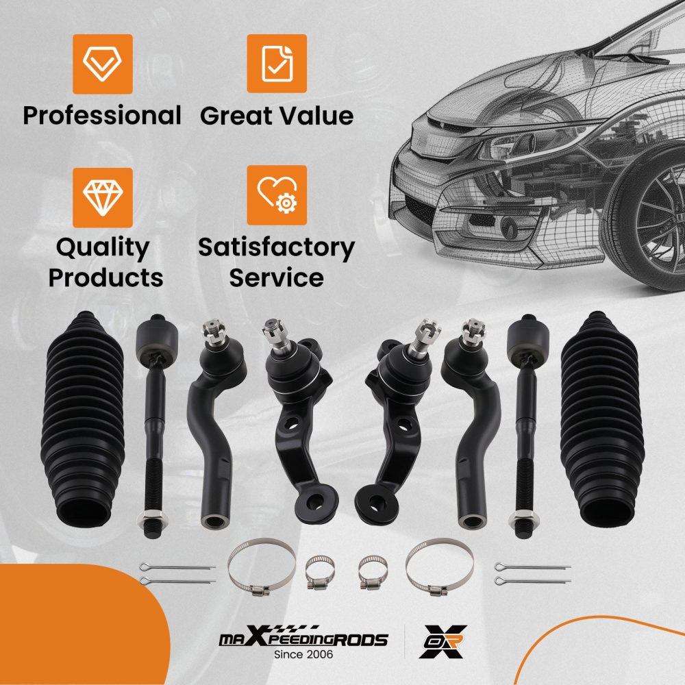 8PC Ball Joint Inner Tie Rod compatible for Lexus GS300 GS400 GS430 1998-2005 103-2880