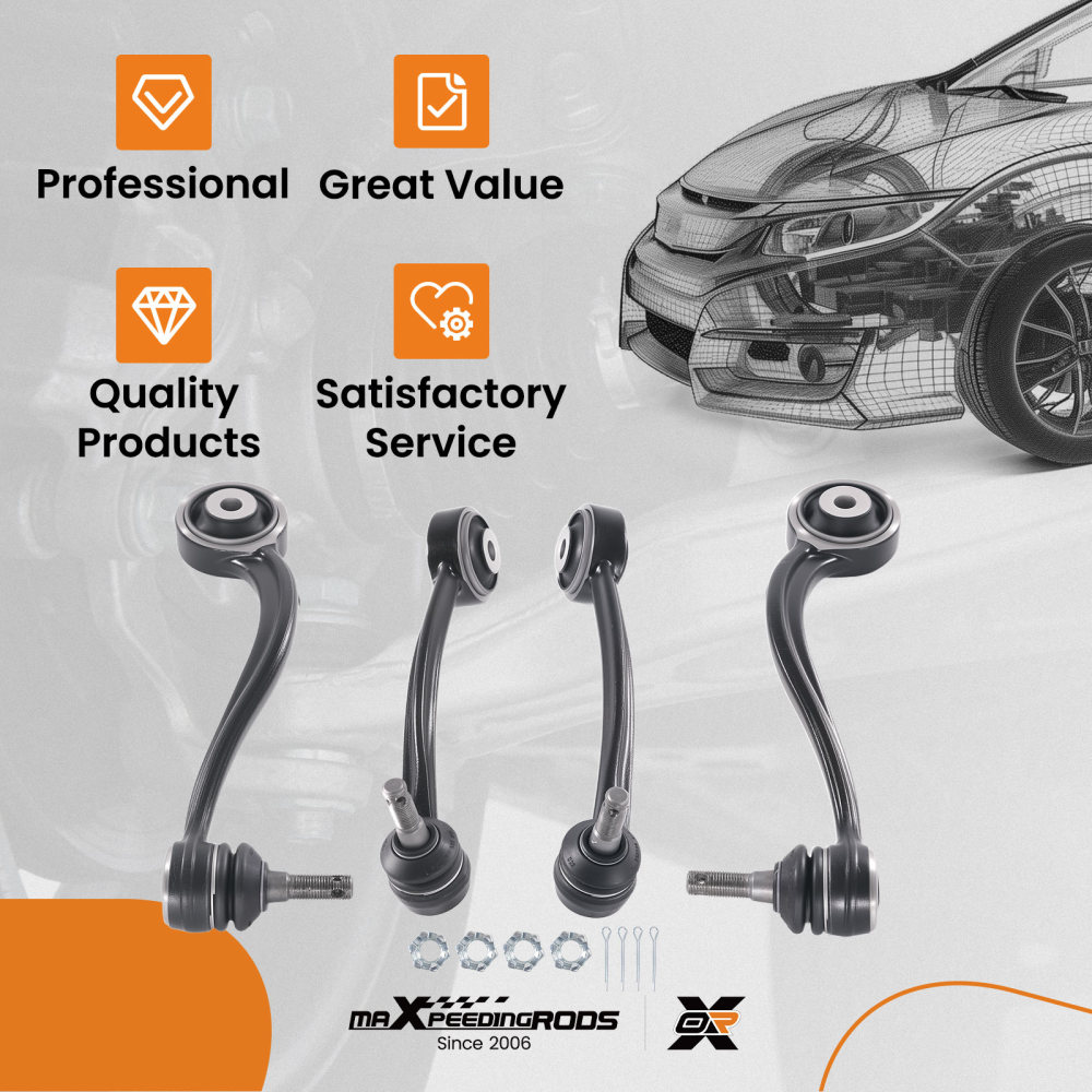 4x Front Upper Forward Rearward Control Arm Kit compatible for Hyundai Equus compatible for Genesis