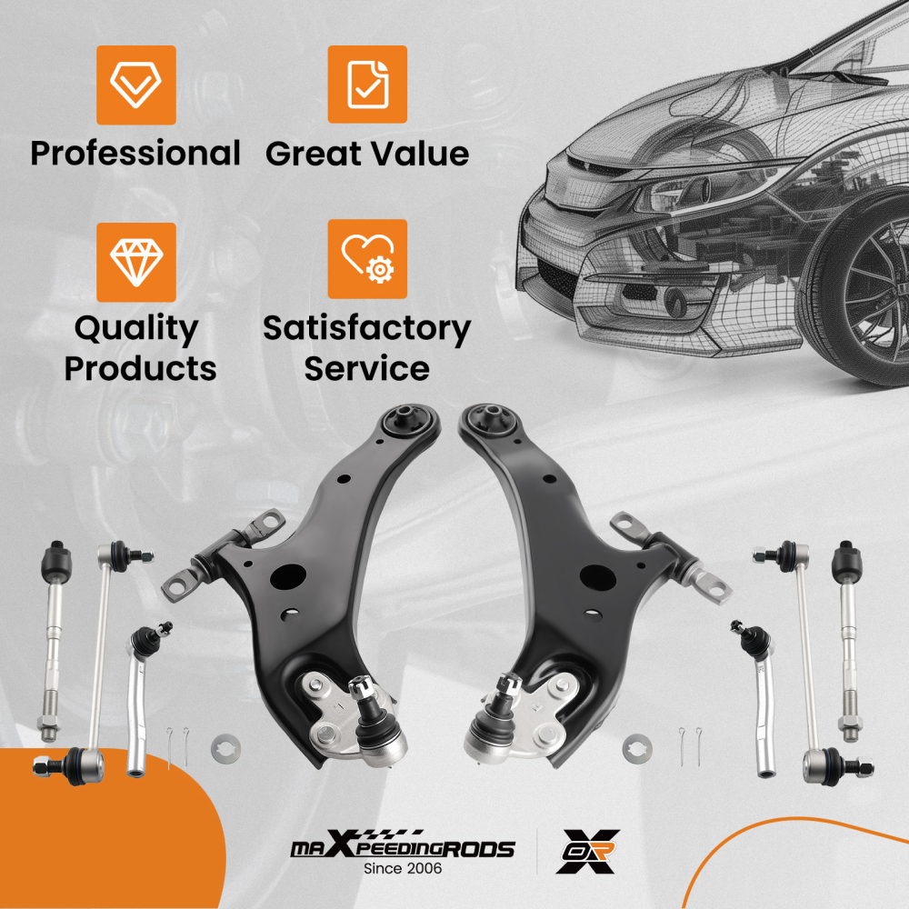 10x Front Lower Control Arm Ball Joint Sway Bar compatible for Toyota Highlander 2008-2019