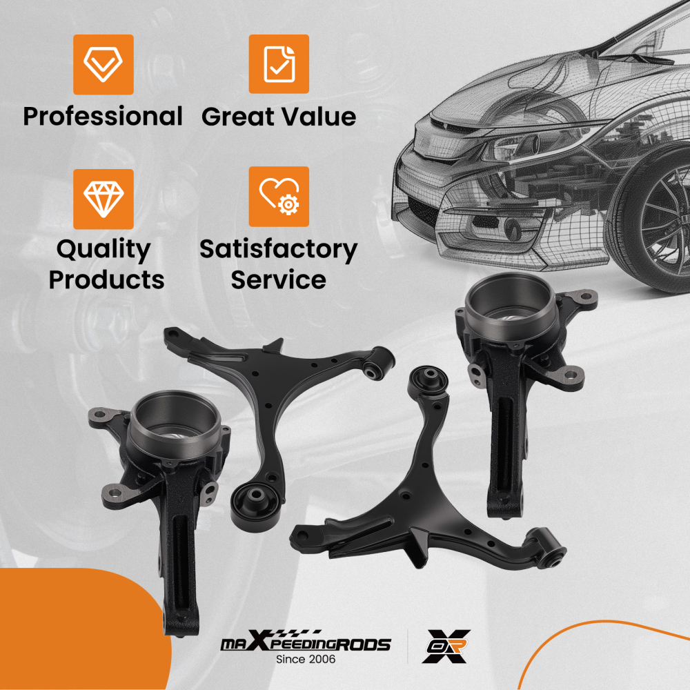 4x Front Lower Control Arms Steering Knuckle for 2002 2003 - 2006 compatible for Honda CR-V CRV