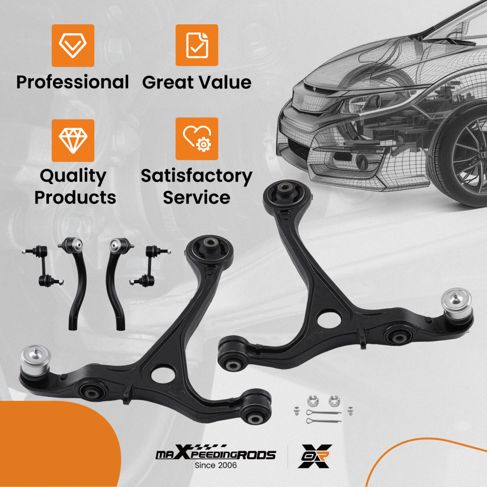 8x Front Lower Control Arms Ball Joint Tie Rods Sway Bar compatible for Acura TSX 2004-2008