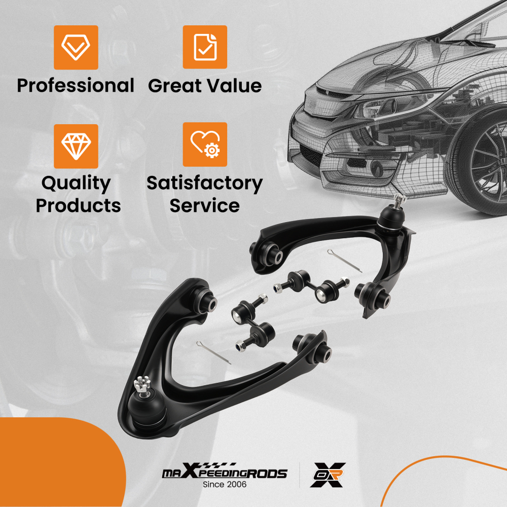 4pc Front Upper Control Arms Sway Bars Kit for 1997 1998 1999 - 2001 compatible for Honda CR-V