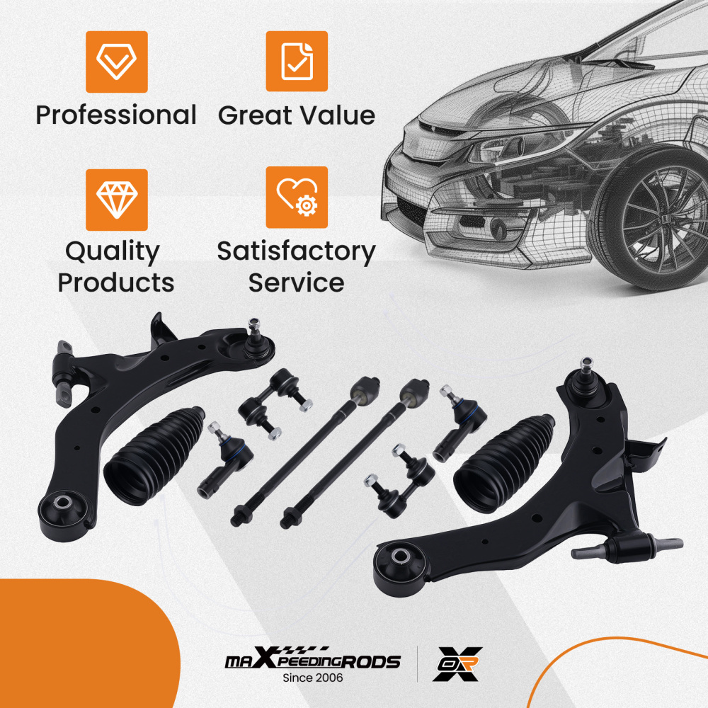 10PC Front Lower Control Arm Sway Bar Kit compatible for HYUNDAI ELANTRA 2001-2006 ES3377