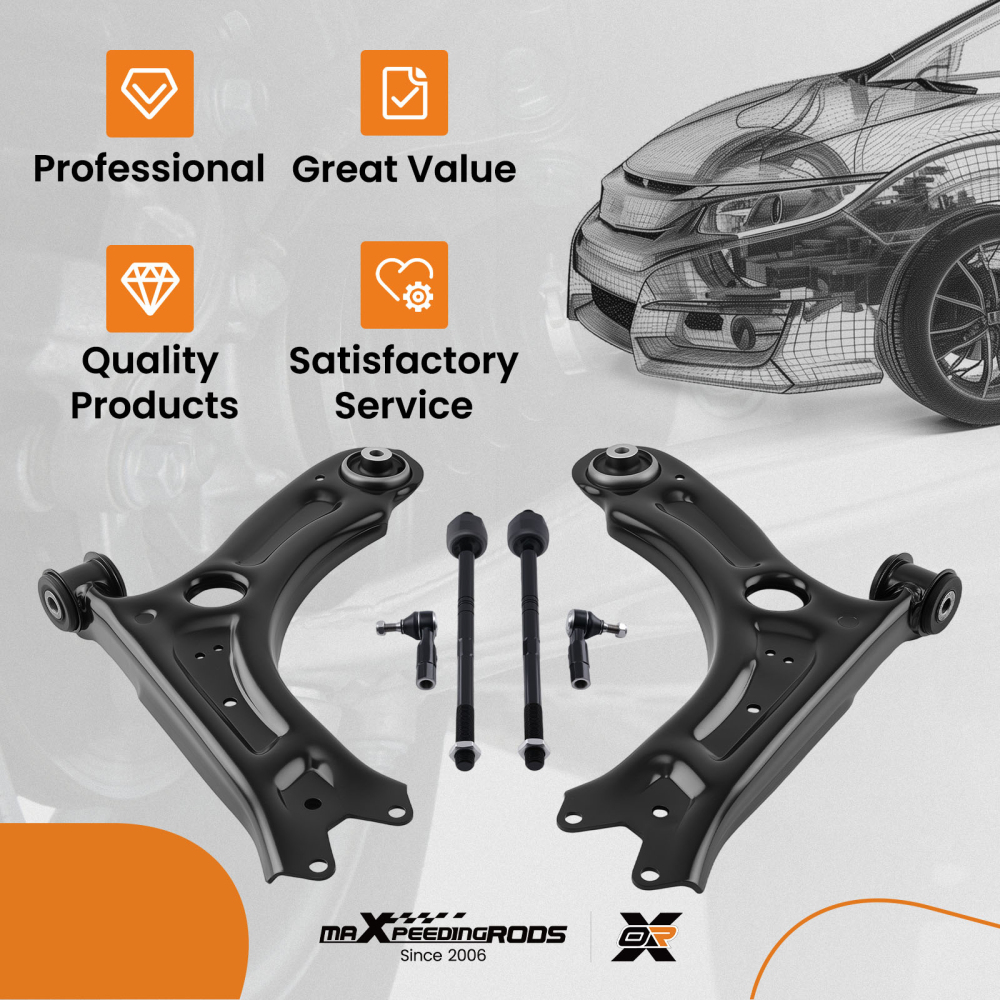 6PC Front Lower Control Arm Ball Joint compatible for Volkswagen Jetta 2011-2018 RK621950