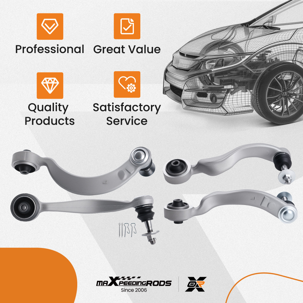 4x Front Upper Forward Rearward Control Arms + Ball Joints compatible for Lexus LS460 07-17