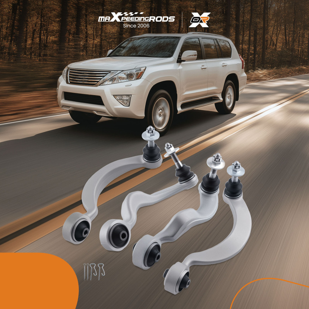 4x Front Upper Forward Rearward Control Arms + Ball Joints compatible for Lexus LS460 07-17