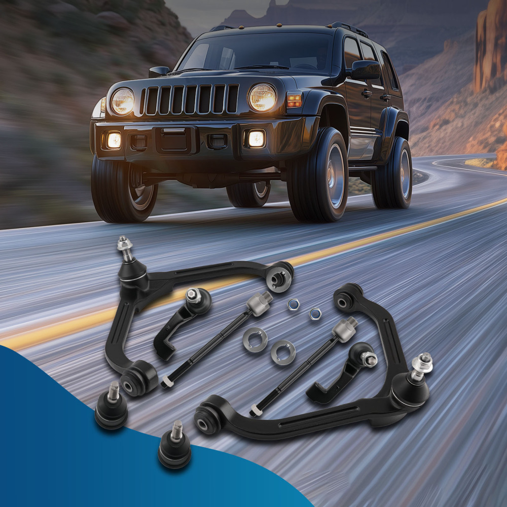 Front Upper Control Arm Ball Joint Inner Outer Tie Rod compatible for Jeep Liberty 02-2004