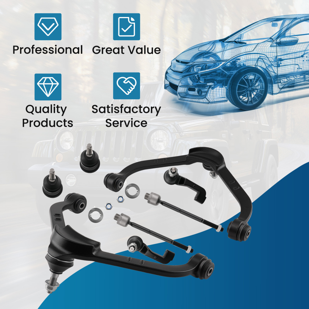 Front Upper Control Arm Ball Joint Inner Outer Tie Rod compatible for Jeep Liberty 02-2004