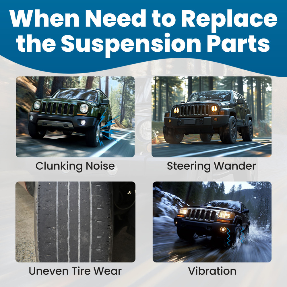 Front Upper Control Arm Ball Joint Inner Outer Tie Rod compatible for Jeep Liberty 02-2004