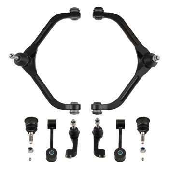 8pc Front Upper Control Arms + Tie Rods + Sway Bars compatible for Jeep Liberty 2005 - 2007