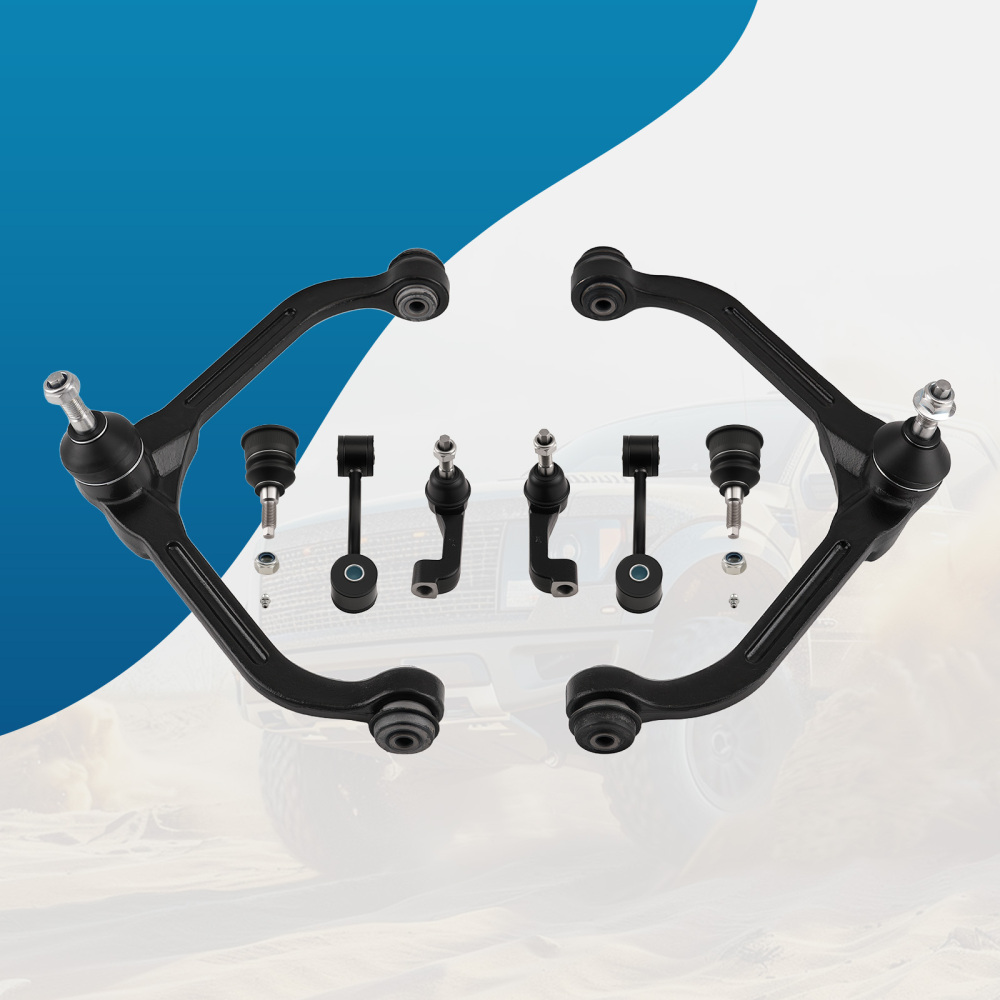 8pc Front Upper Control Arms + Tie Rods + Sway Bars compatible for Jeep Liberty 2005 - 2007