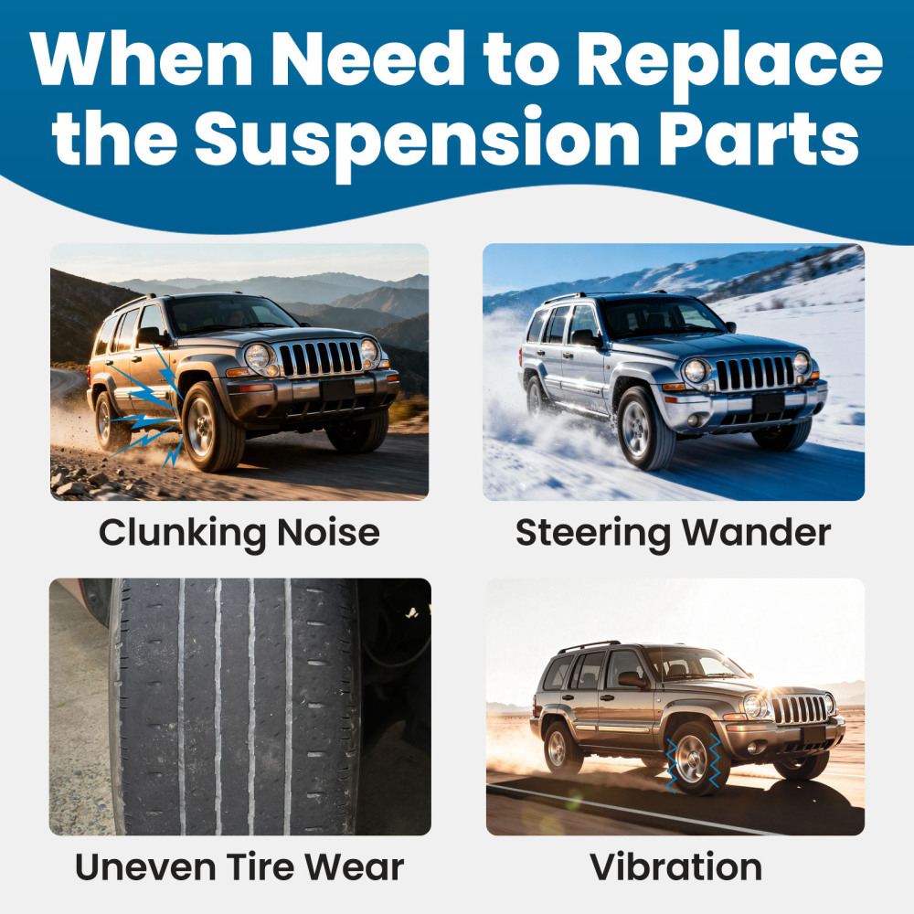 Front Upper + Rear Upper Lower Control Arms Ball Joints compatible for Jeep Liberty 2002-07