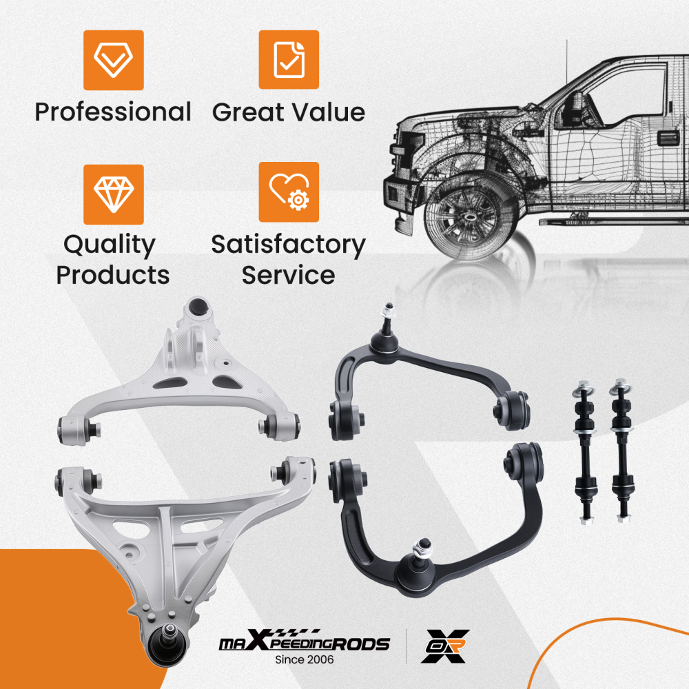 6x Front Upper Lower Control Arms compatible for Ford F-150 Mark LT 2005-2008 4WD K80306